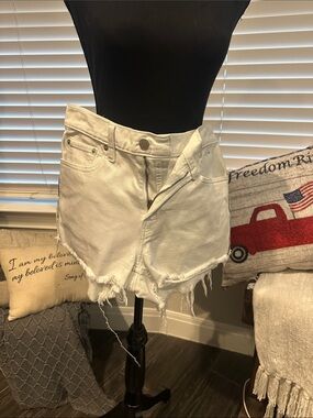 Lucky Brand White Distressed Denim Jean Shorts